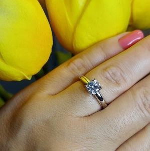 100 Facet Diamonique Cushion Cut Solitaire Ring